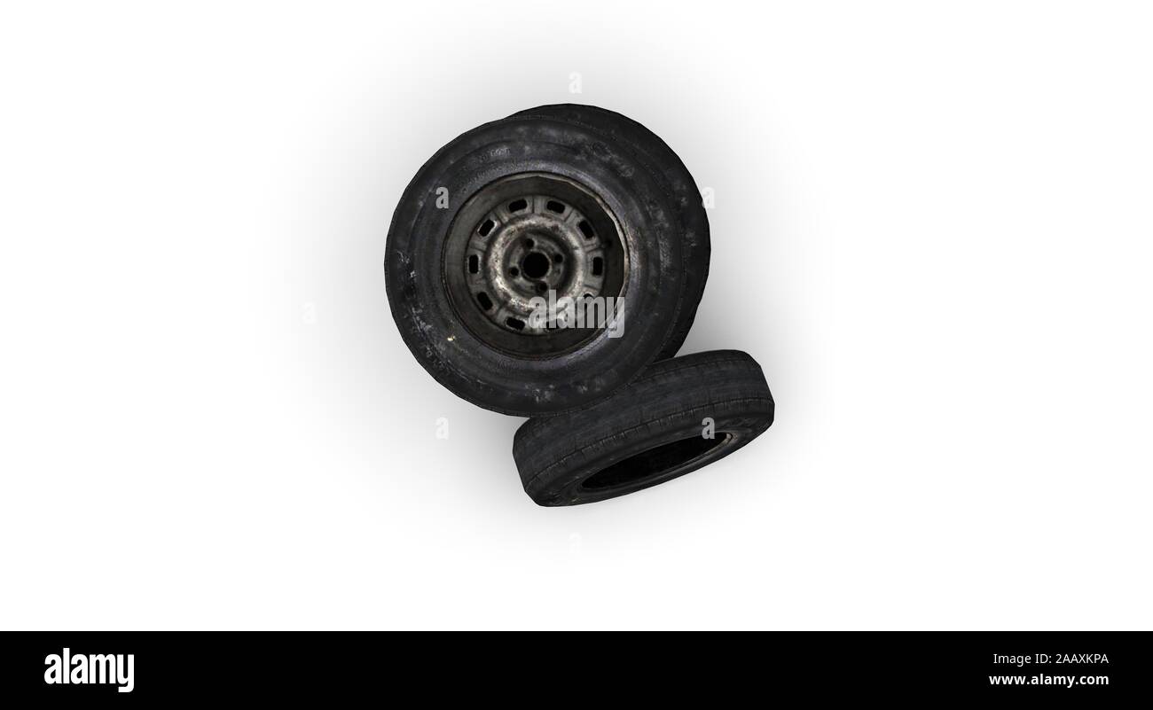 Black Wheel isolated on white 3D Rendering Stock Photo - Alamy