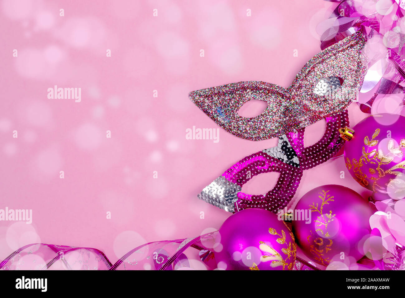 Christmas Festive Mockup In Pink Xmas Decorations Creative Frame