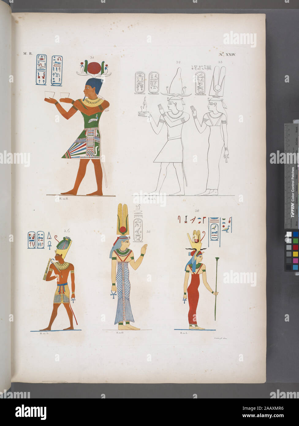 Fig 31 Tolomeo-Evergete II (Ptolemy VII Philometor); Fig 32 Evergete II (Ptolemy VII Philometor); Fig 33 Cleopatra (Cleopatra II); Fig 34 Tolomeo-Filadelfo (Ptolemy II Philadelphus); For Tolomeo-Evergete II and Evergete II read Ptolémée VII Philométôr / L'Égypte antique illustrée de Champollion et Rosellini. (Paris 1933, p. 88) For Cleopatra read Cléopâtre II / L'Égypte antique illustrée de Champollion et Rosellini. (Paris 1933, p. 88) For Tolomeo-Filadelfo read Ptolémée II Philadelphe / L'Égypte antique illustrée de Champollion et Rosellini. (Paris 1933, p. 88)  For Cleopatra Coccia read Cléo Stock Photo