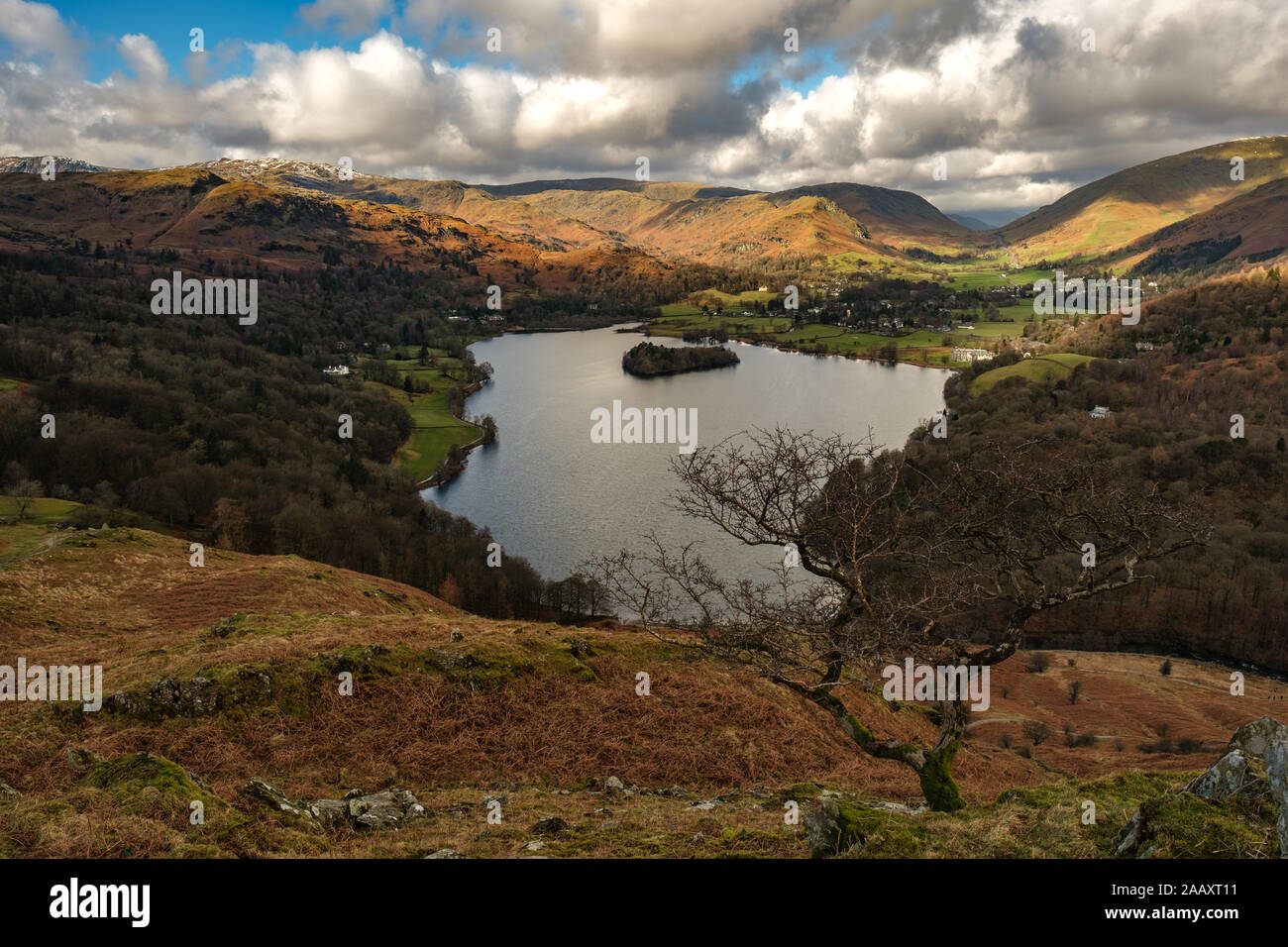 View of Grasmere from Loughrigg Fell, English Lake District Stock Photo