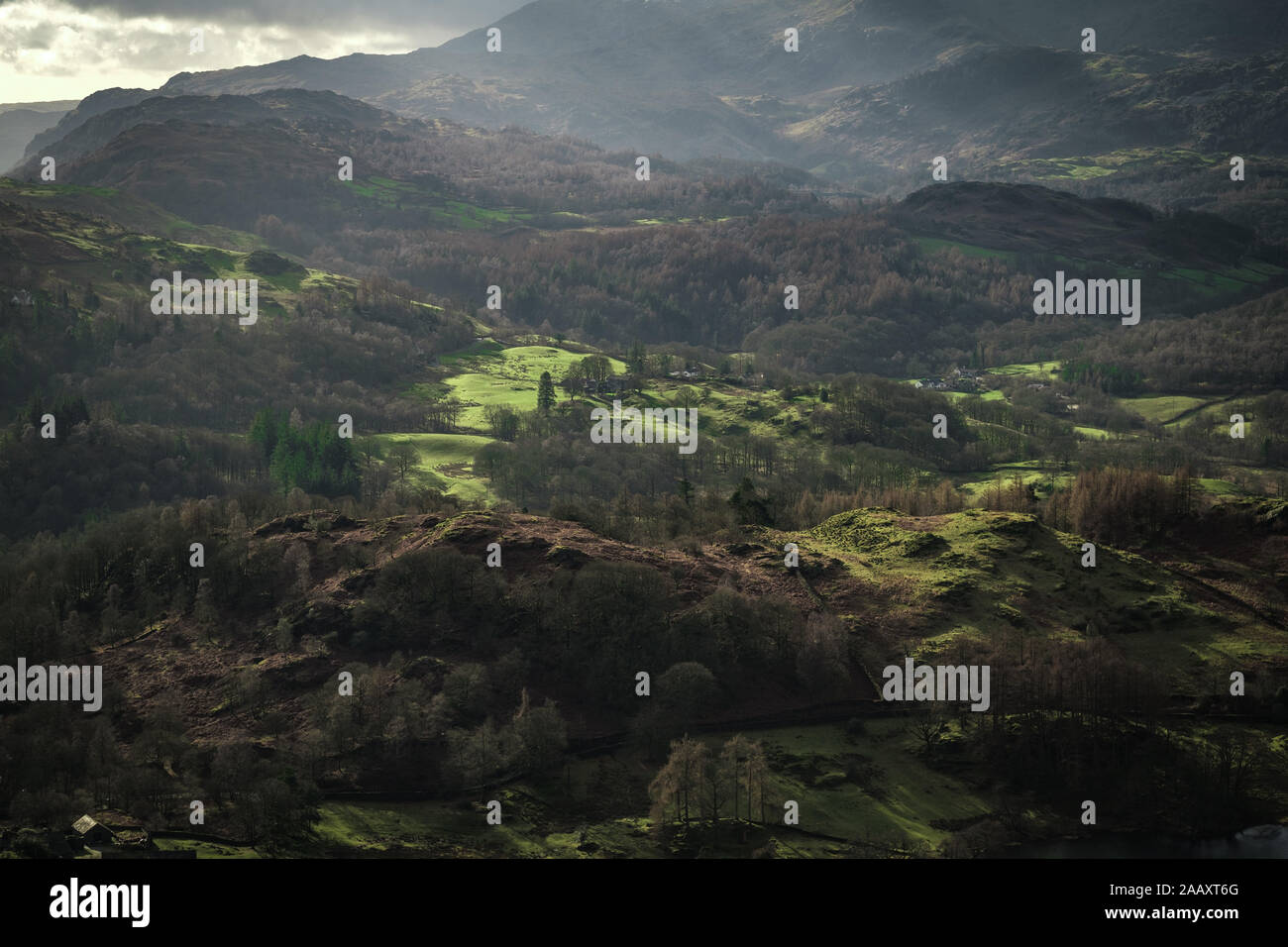 View from Loughrigg Fell in the English Lake District Stock Photo