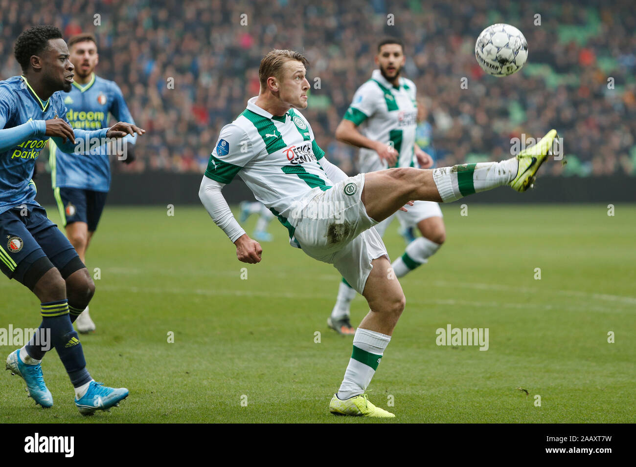 Groningen, Netherlands. 24th Nov, 2019. GRONINGEN, 24-11-2019, Hitachi Capital Mobility Stadium Dutch football Eredivisie season 2019-2020. Groningen - Feyenoord. Kaj Sierhuis of FC Groningen Credit: Pro Shots/Alamy Live News Stock Photo