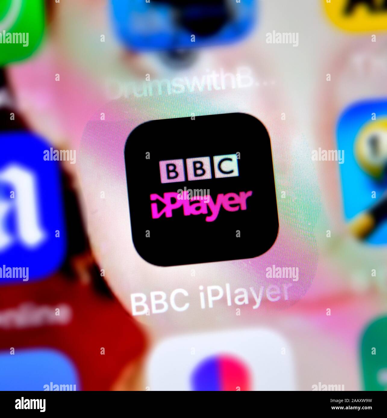 BBC Iplayer app,on a mobile phone screen Stock Photo