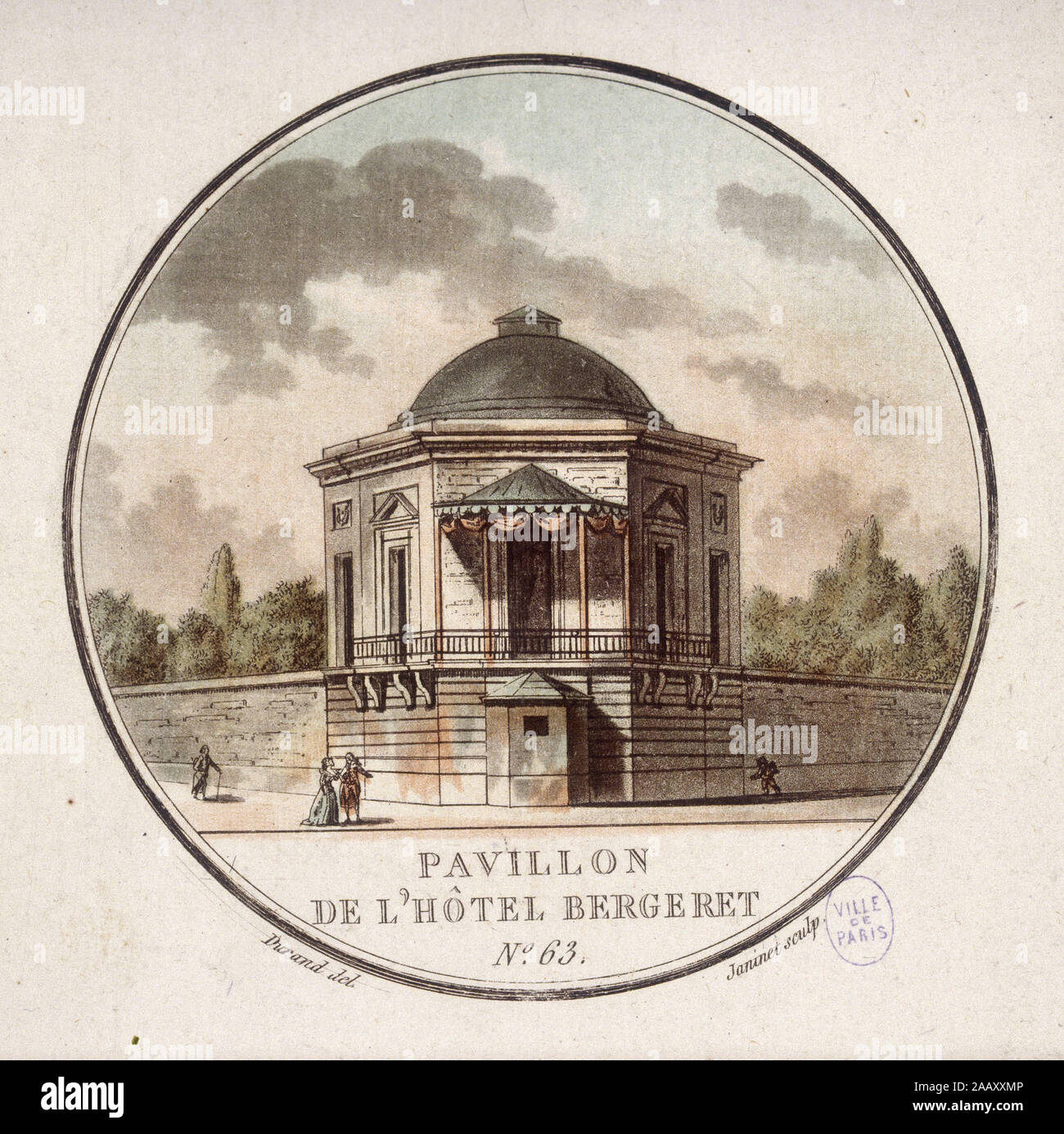 Pavillon de l'hôtel Bergeret, Paris. In vues prittoresques des principaux edifices de paris par Sergent, 1787 Stock Photo