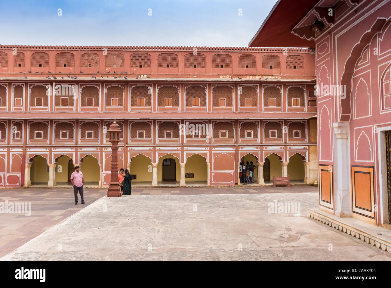 Courtyard of the Chandra Mahal building at the city palace in Jaipur ...