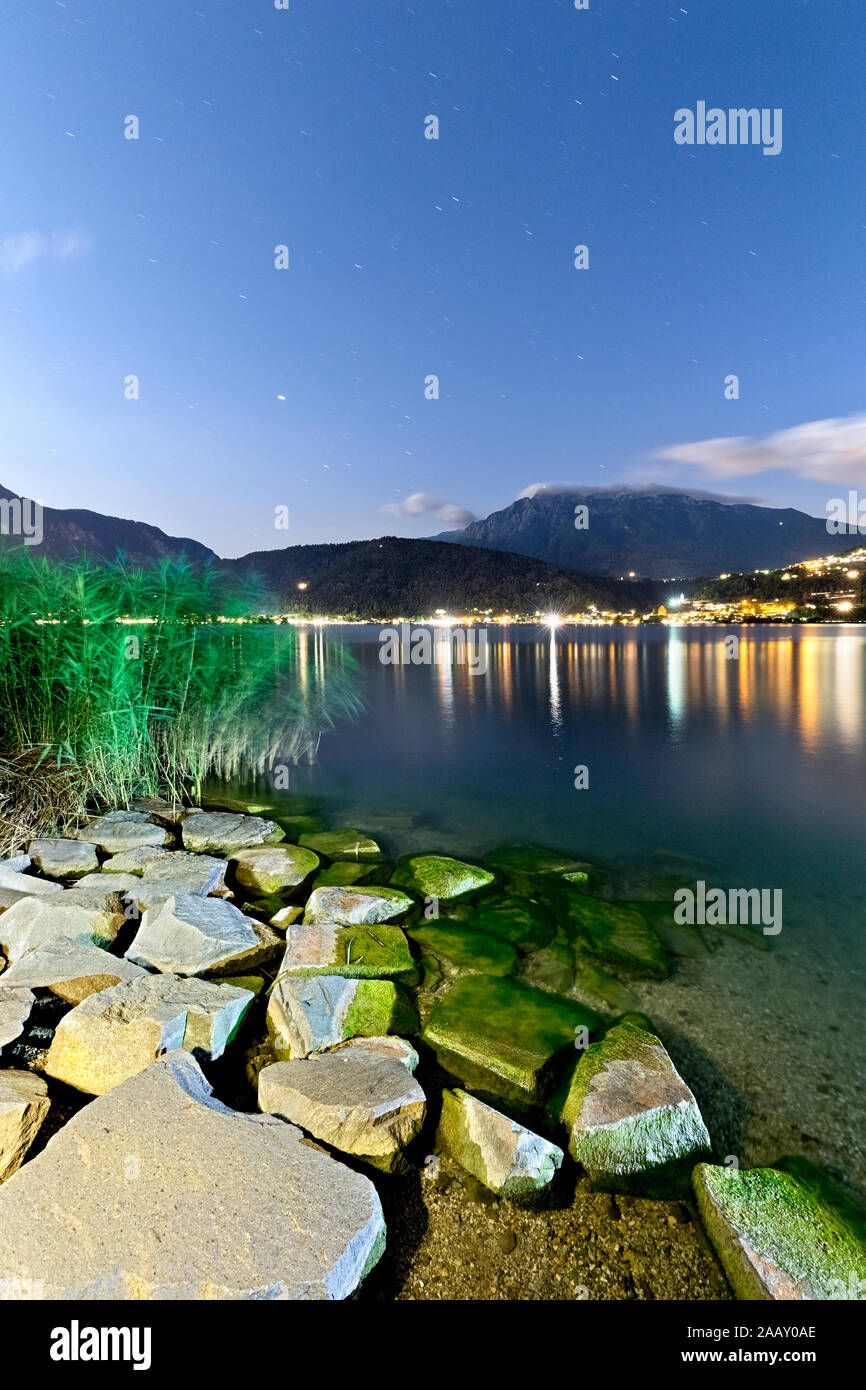 Boulders on the shore of Lake Caldonazzo. Trento province, Trentino Alto-Adige, Italy, Europe. Stock Photo