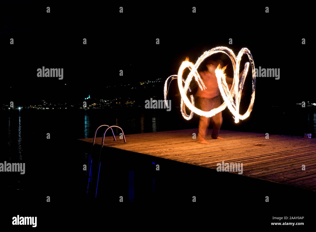 Fire juggling performance. Trentino, Italy, Europe Stock Photo Alamy