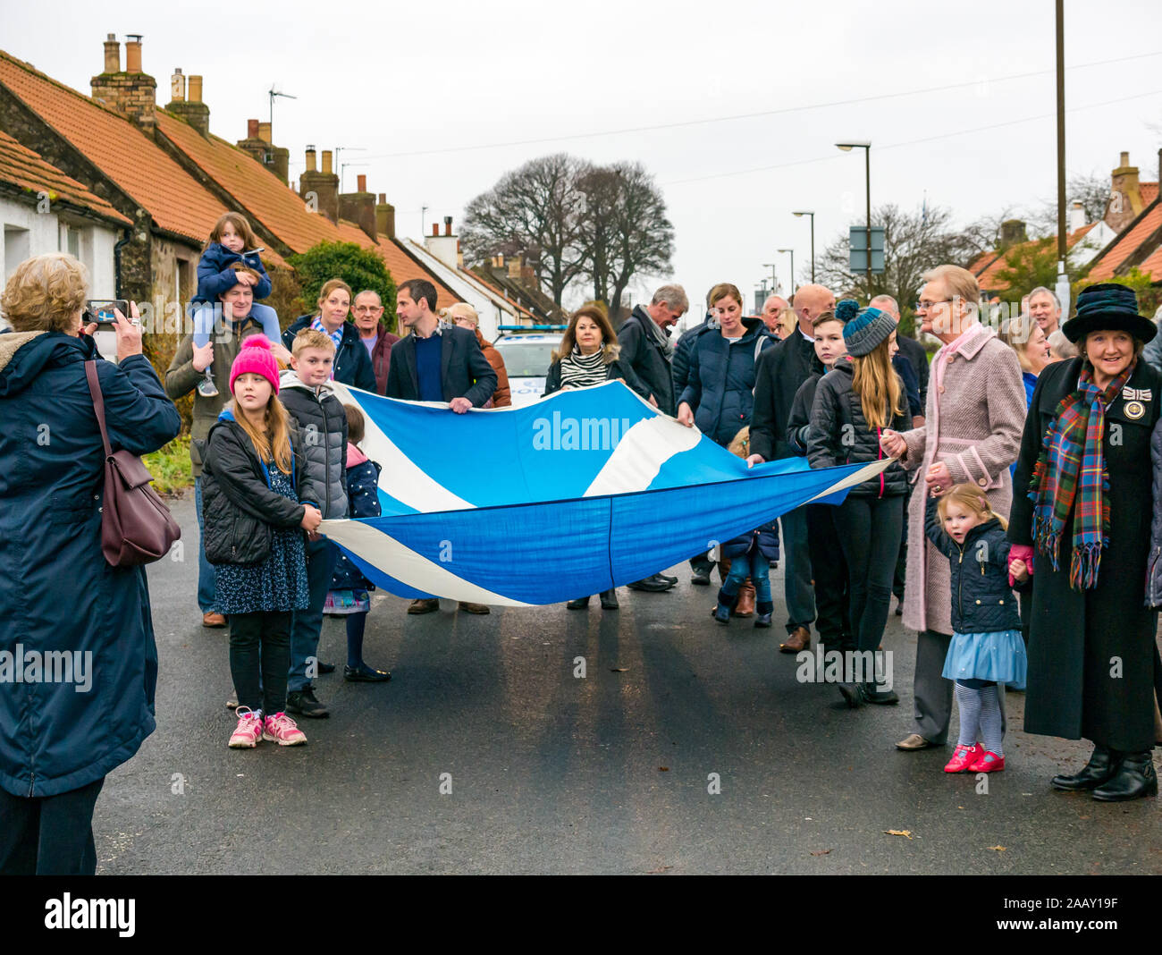 Athelstaneford, East Lothian, Scotland, UK. 24 November 2019. Saltire