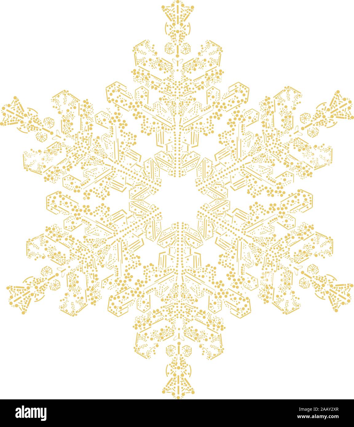 vector illustration of a golden snowflake. Christmas abstract. Stock Vector