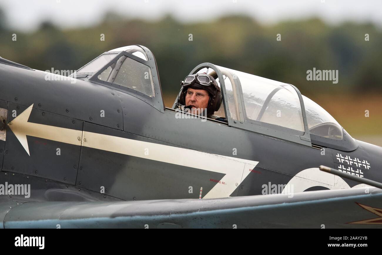 Yakovlev Yak-3UA at the Battle of Britain airshow at the IWM, Duxford on the 22 September 2019 Stock Photo