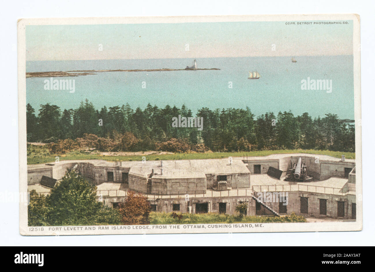 Fort Levett and Ram Isl Ledge from the Ottawa, Cushings Isl, Me 1908