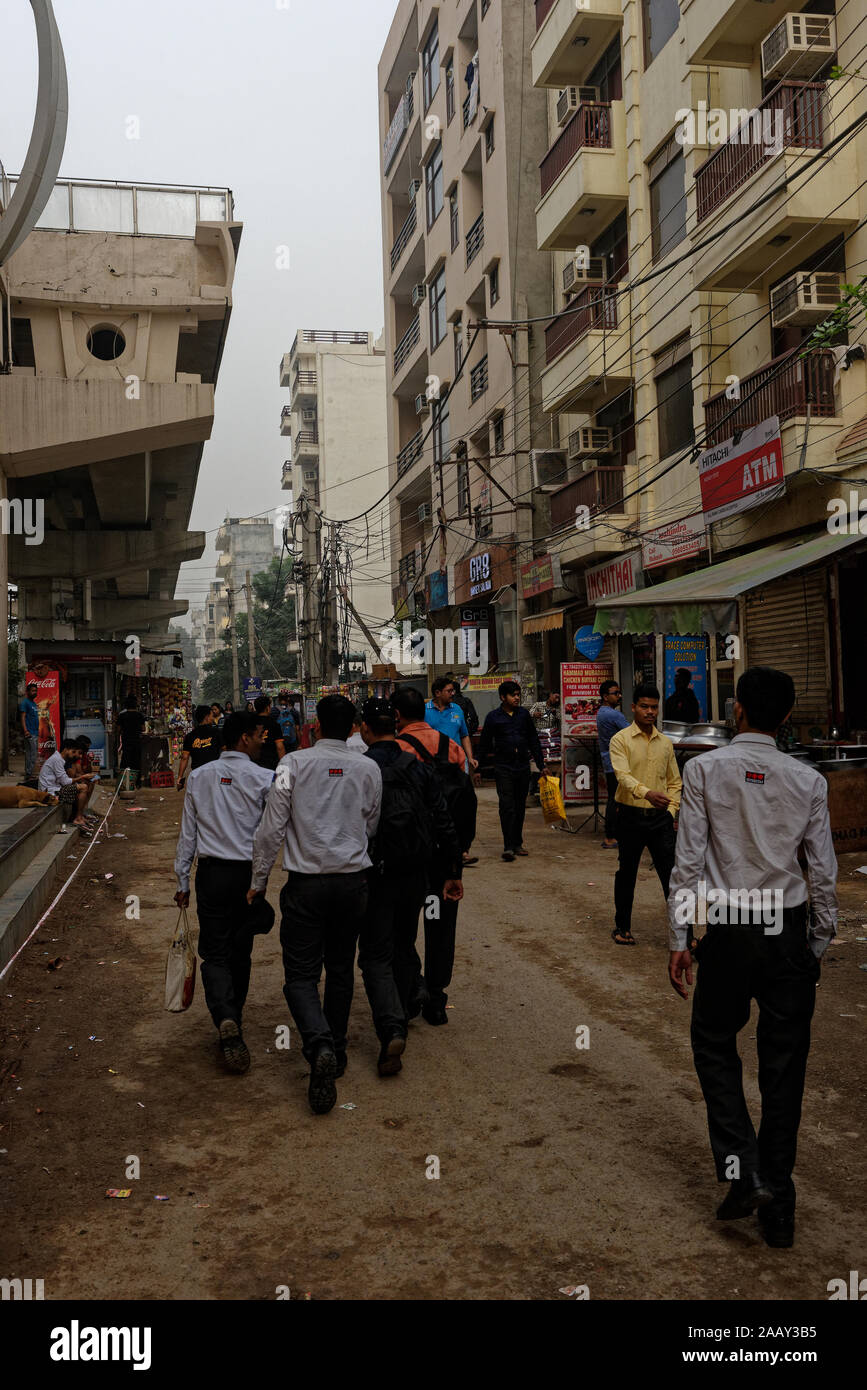 The streets of sector 3, Gurgaon, Haryana, India Stock Photo