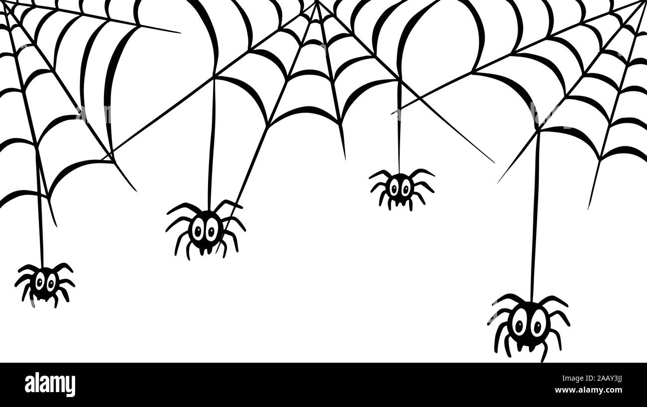 Cartoon Spider Web and Spiders For Border or Frame Stock Vector Image & Art  - Alamy