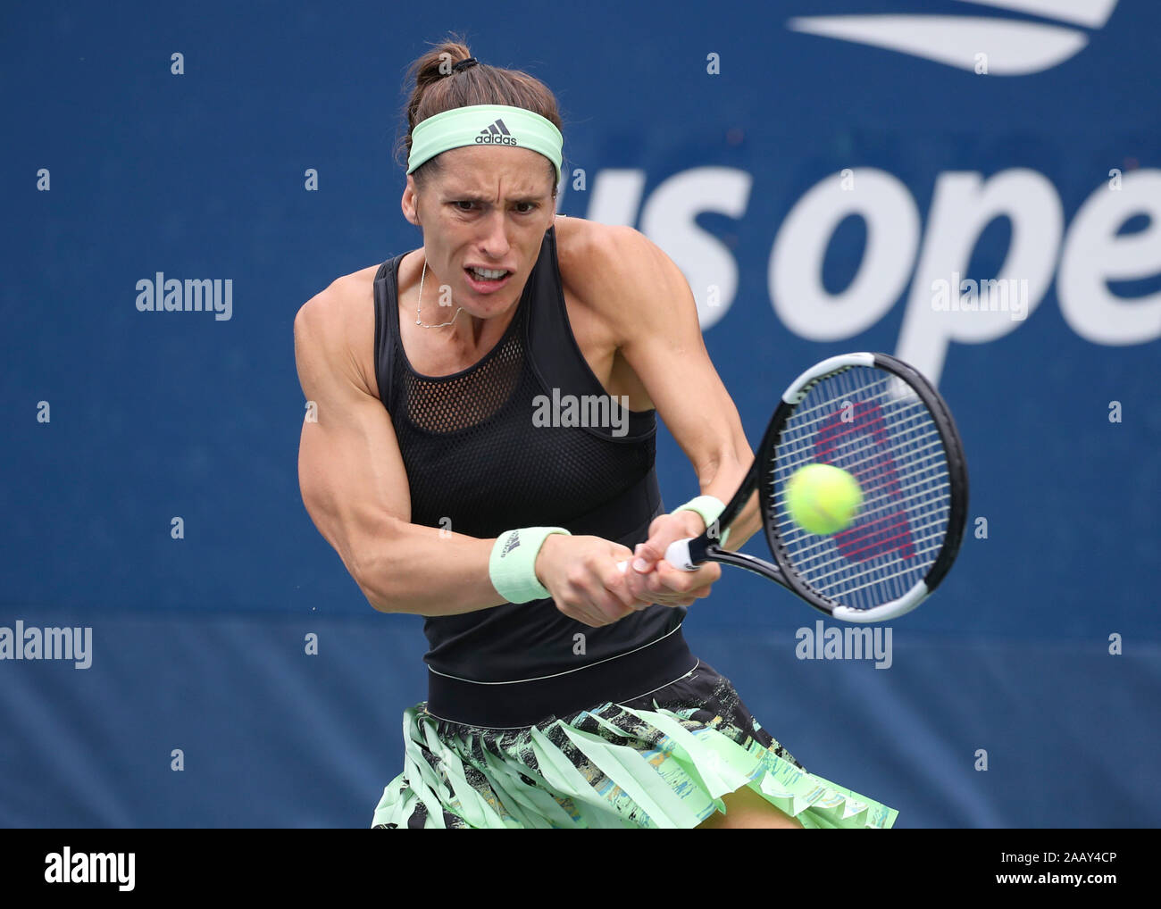 German tennis player Andrea Petkovic(GER) playing a backhand shot during  2019 US Open tennis tournament, New York City, New York State, USA Stock  Photo - Alamy