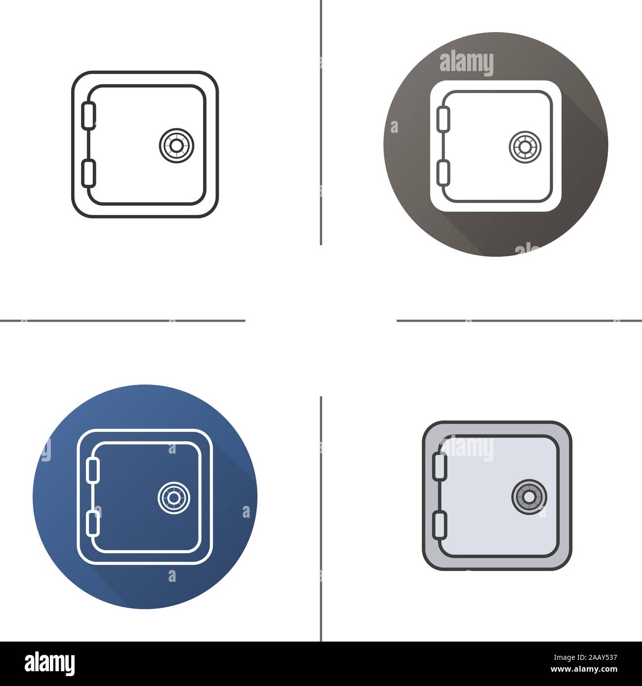 Deposit Box Icon Flat Design Linear And Color Styles Bank Vault