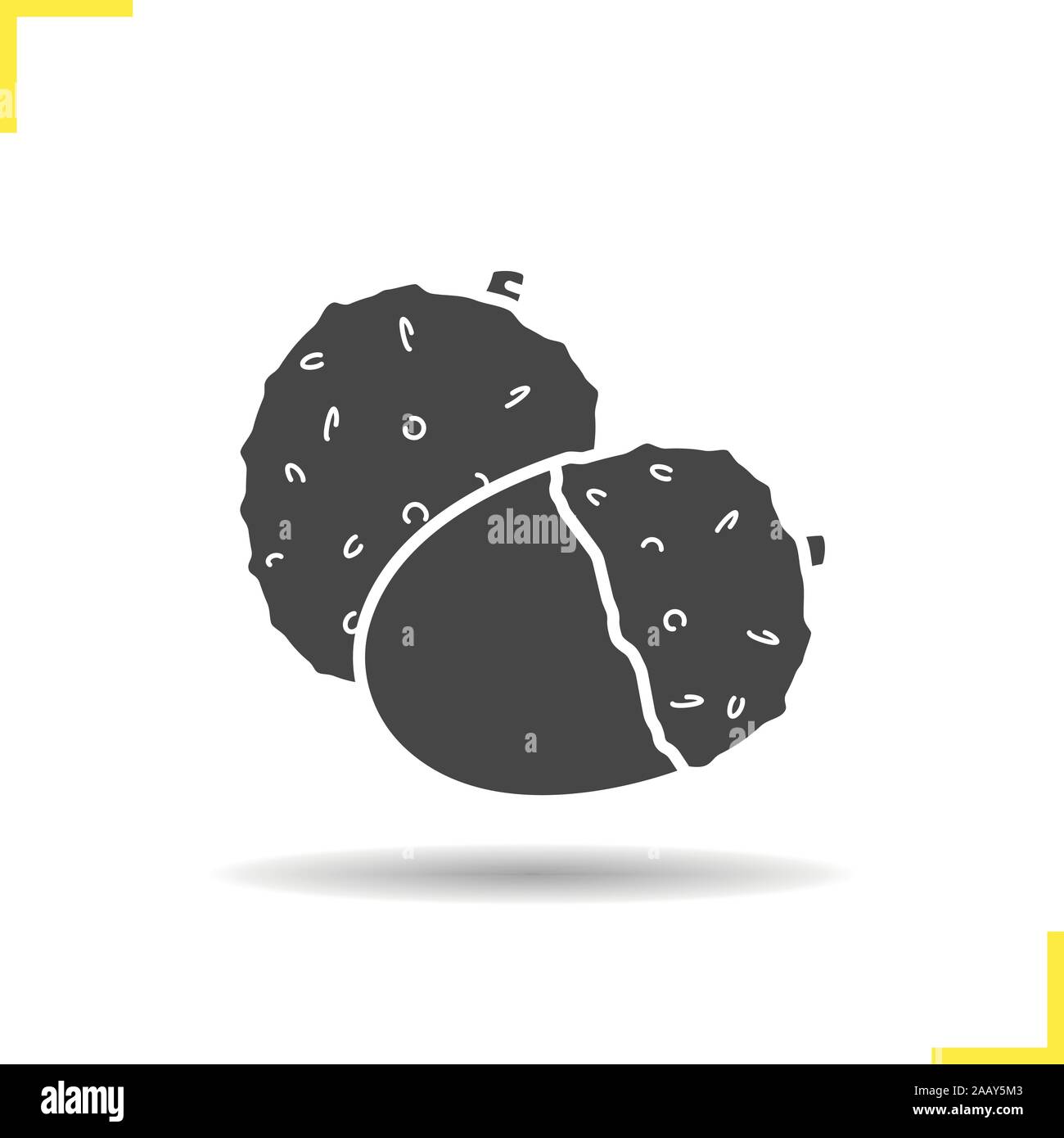 Lichee icon. Drop shadow silhouette symbol. Litchi fruit vector ...
