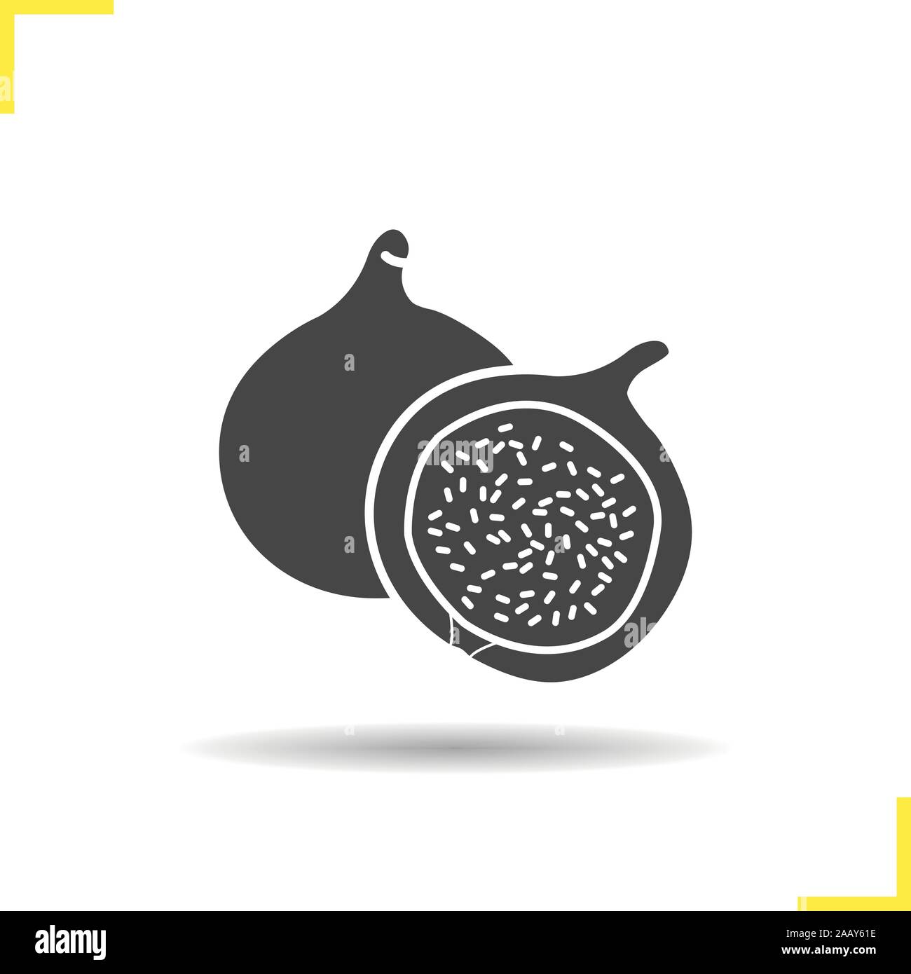Fig icon. Drop shadow silhouette symbol. Common fig fruit vector