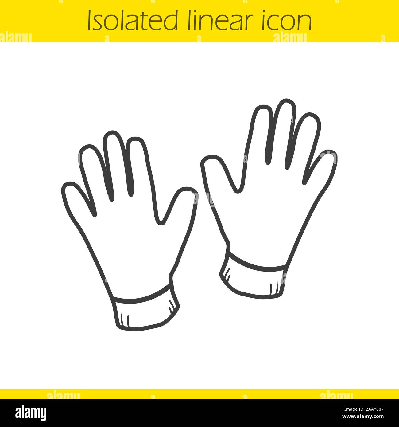 Gloves linear icon. Thin line illustration. Leather gloves contour