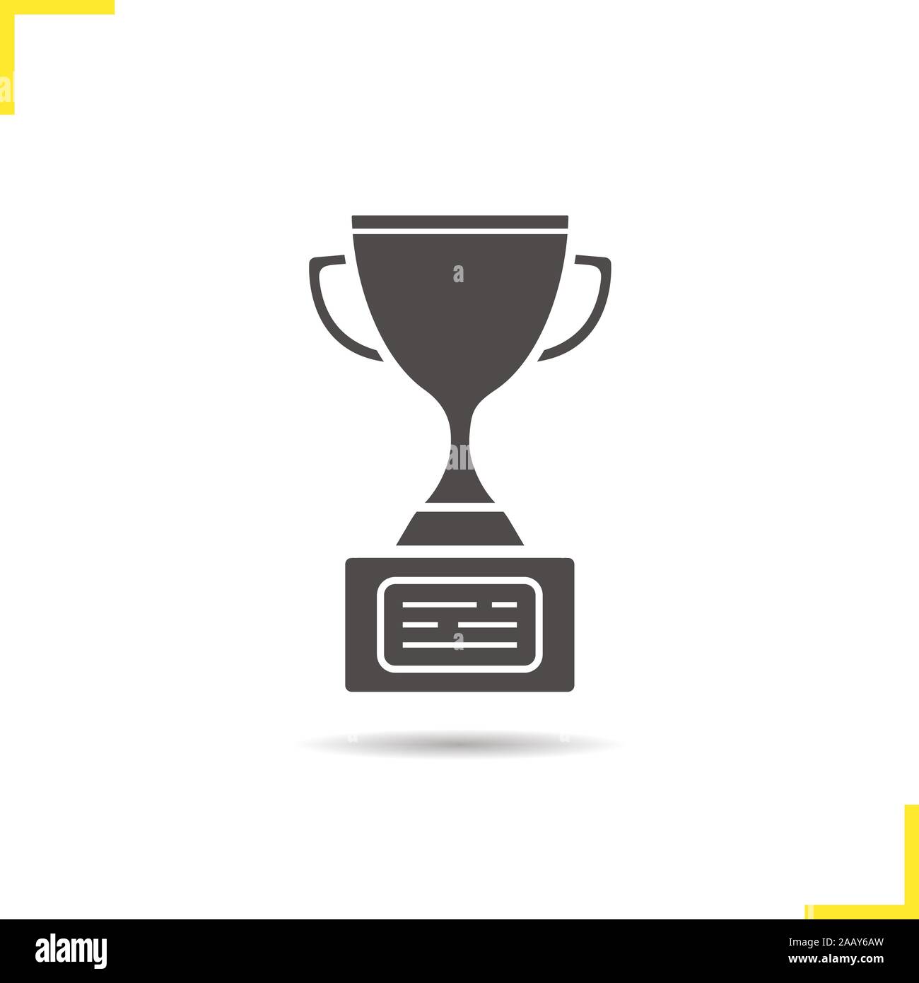 Award trophy icon. Drop shadow silhouette symbol. Sport cup vector