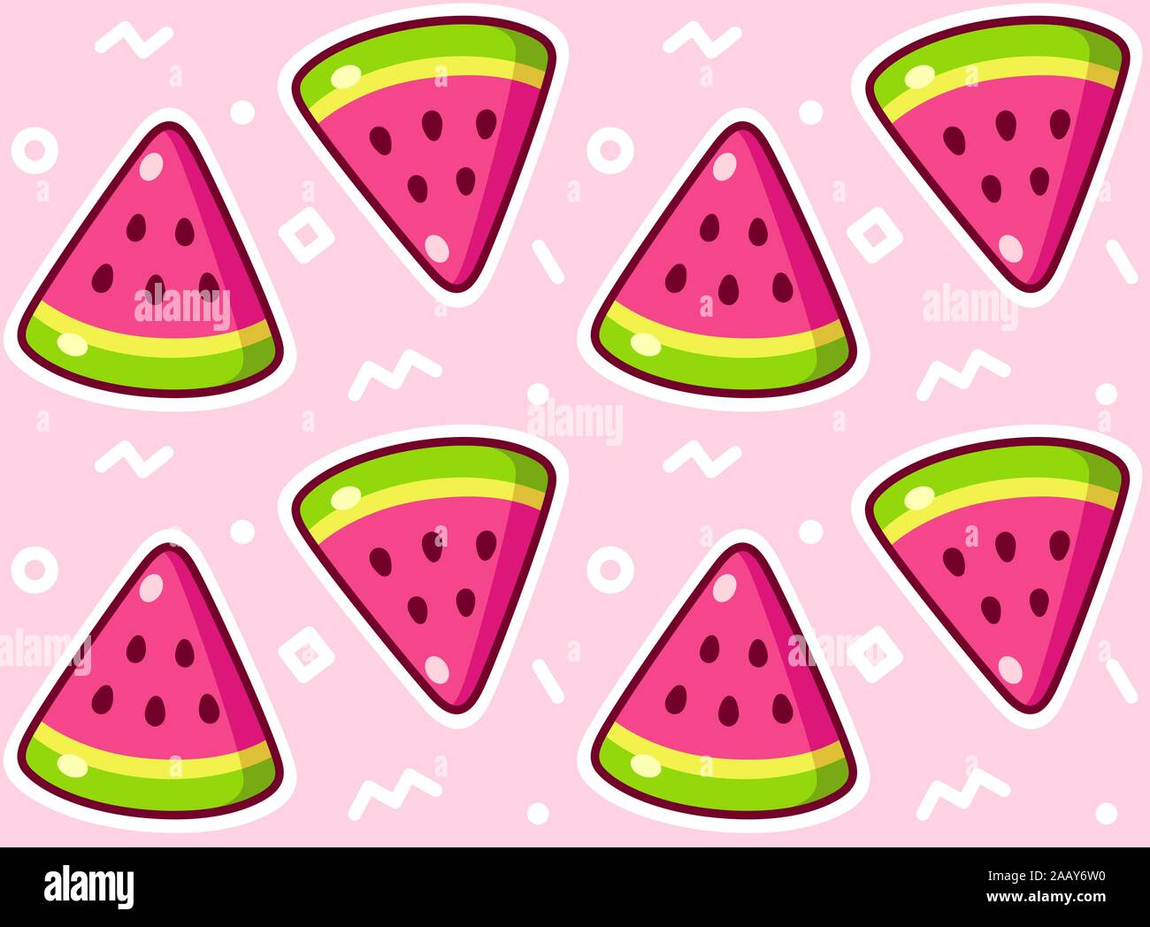 Watermelon slice seamless pattern. Cute and simple tropical background of  cartoon fruit, vector illustration Stock Vector Image & Art - Alamy
