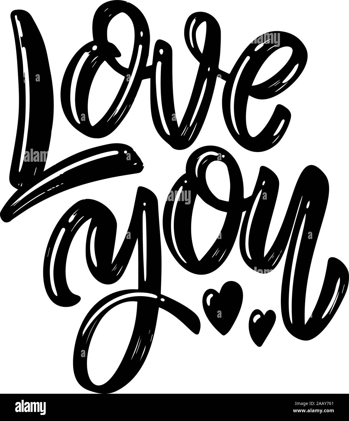 Love you. Lettering phrase on white background. Design element for