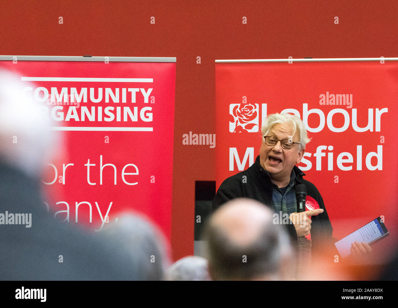 Mansfield, Nottinghamshire,  UK. 24th. November, 2019. Jonathan Lansman, N.E.C. member speaking at the “Unseat Ben Bradley” event in Mansfield, Nottinghamshire. Ben Bradley the Conservative Party candidate for Mansfield won this Labour seat from Sir Alan Meale in the 2017 General Election with a small majority of 1,057. This seat is one of the key battle grounds between the two main parties in the 12th. December General Election, especially now that the Brexit Party are not contesting this seat. Credit: Alan Beastall/Alamy Live News Stock Photo