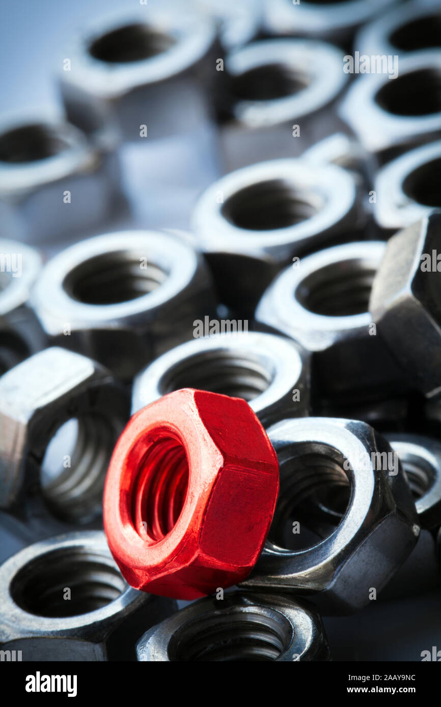 bolt with nuts in stainless steel Stock Photo