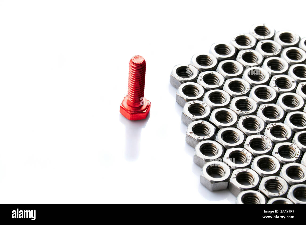 bolt with nuts in stainless steel Stock Photo