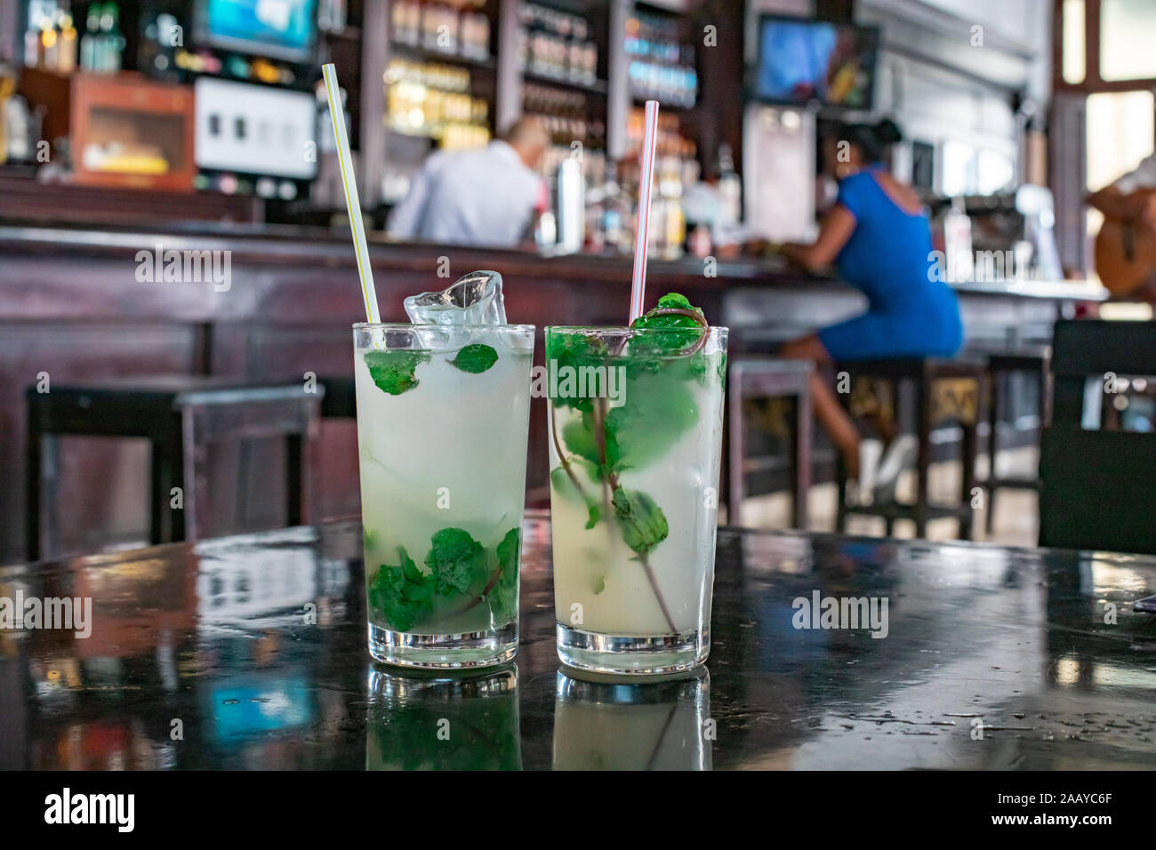 Mojito cocktail in a bar in Cuba / Havana Stock Photo