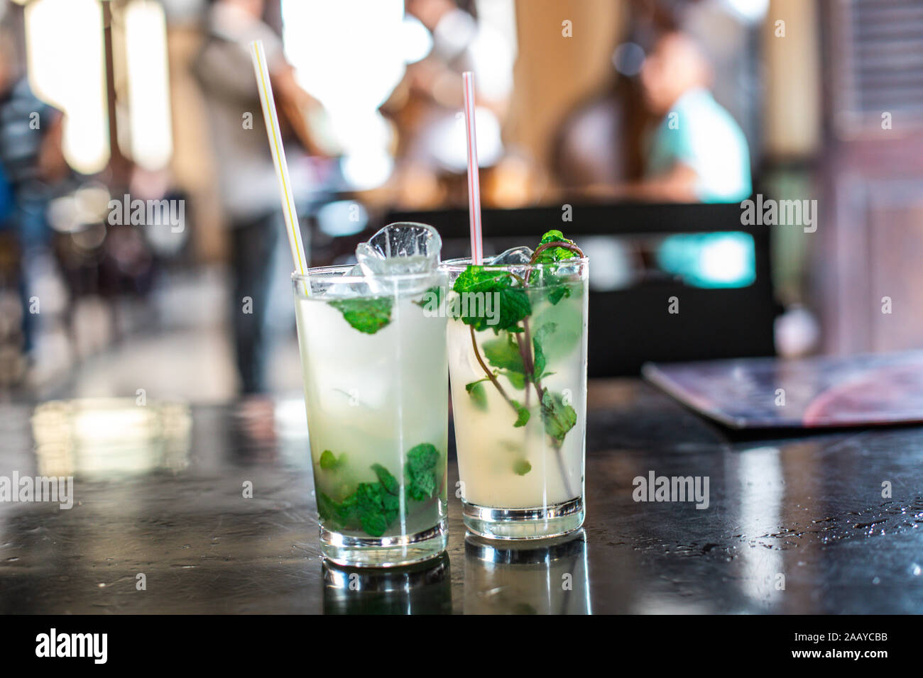 Mojito cocktail in a bar in Cuba / Havana Stock Photo