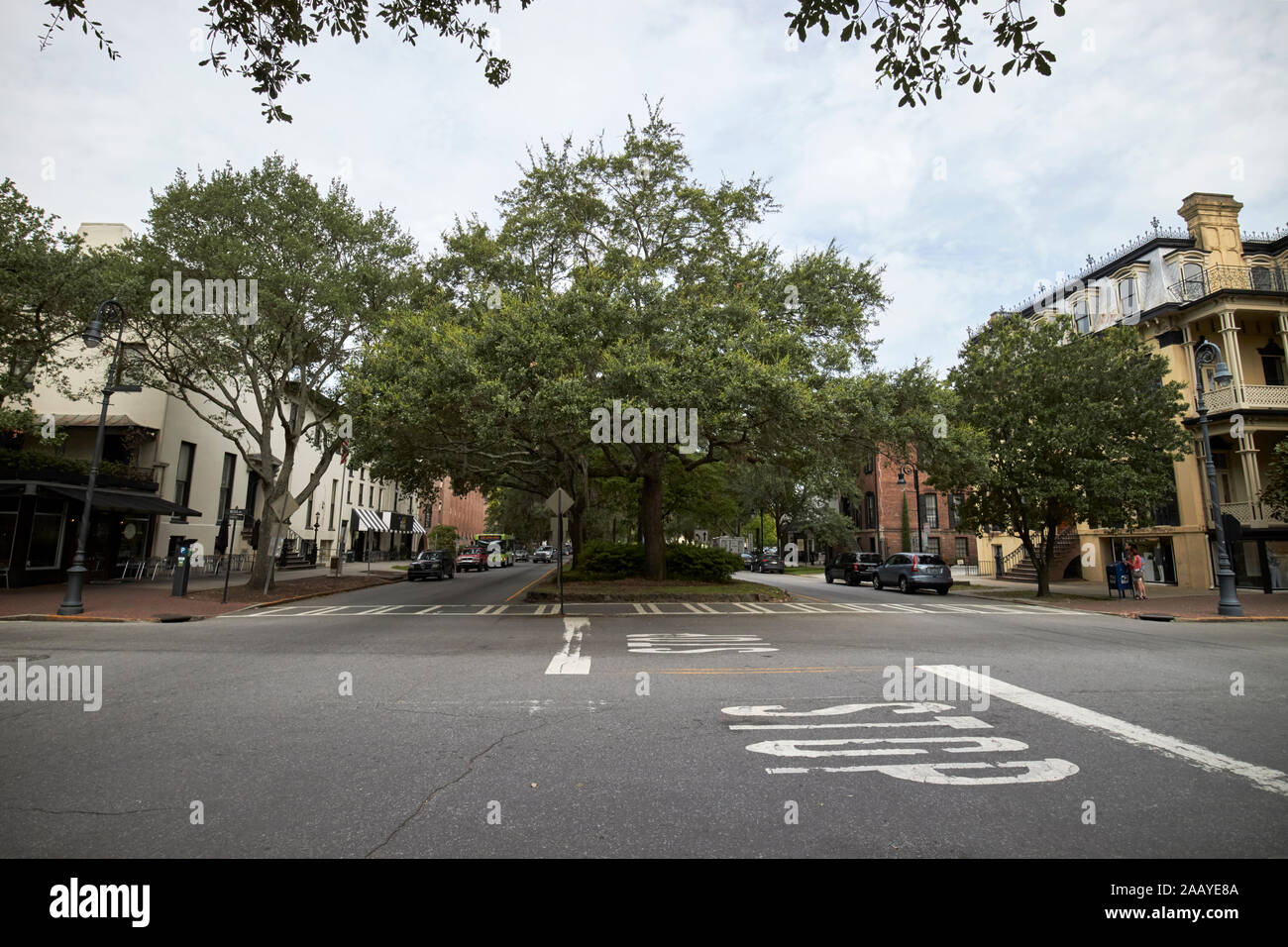liberty street bull st intersection historic district savannah georgia usa Stock Photo
