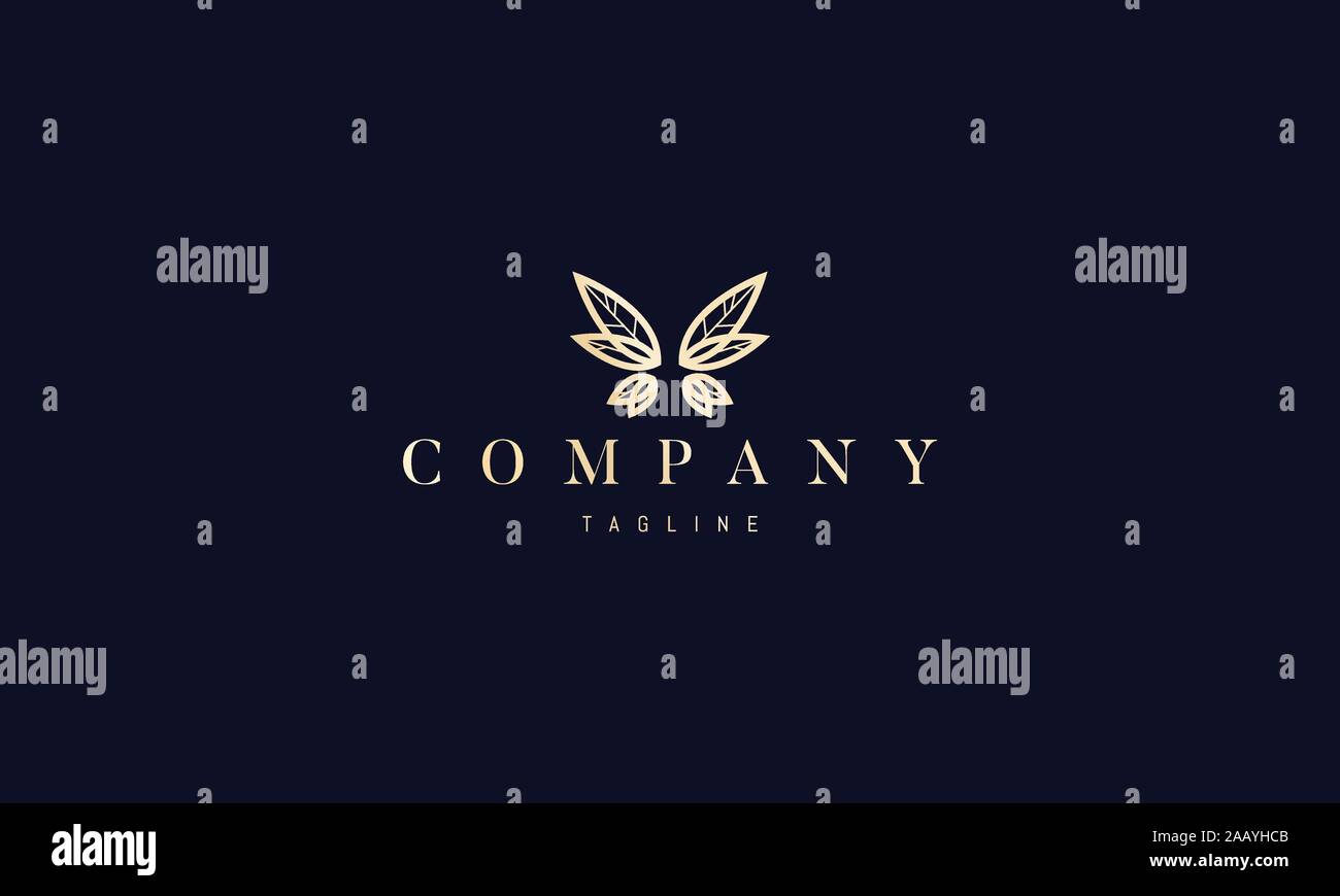 Vector golden logo on which abstract image of a butterfly Stock Vector ...