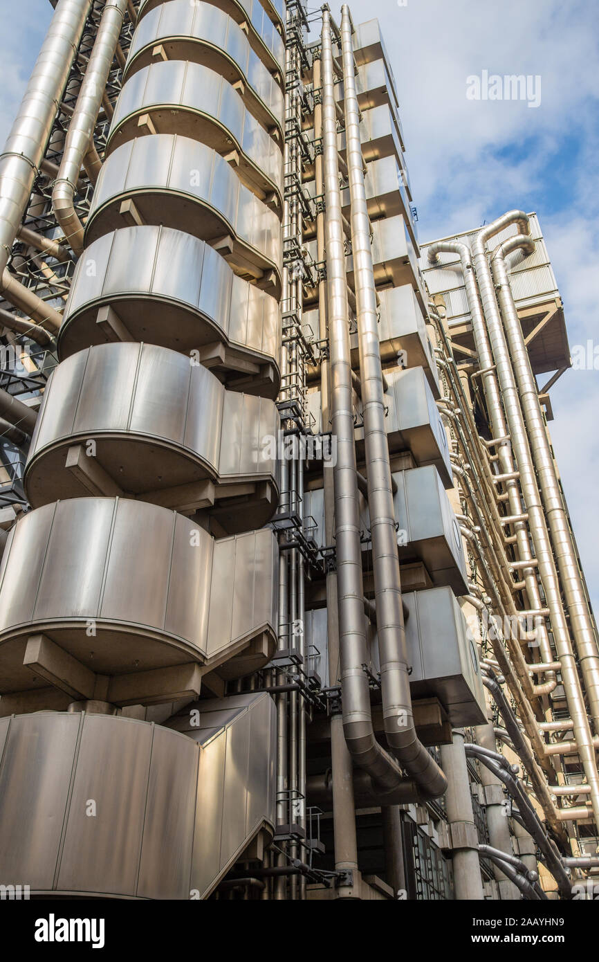 Lloyd's of London building with its inside out architecture in London, England Stock Photo