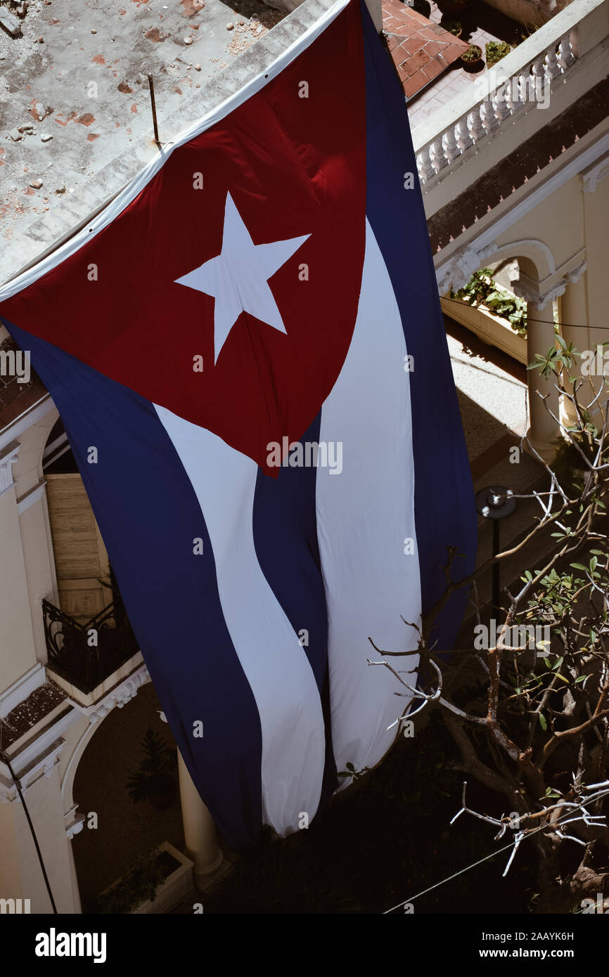 Cuban Flag Waving Stock Photo Alamy