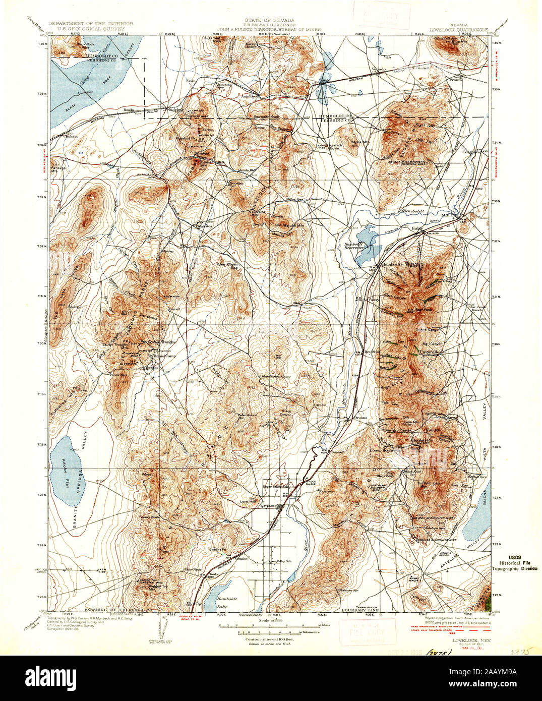 USGS TOPO Map Nevada NV Lovelock 321722 1935 250000 Restoration Stock