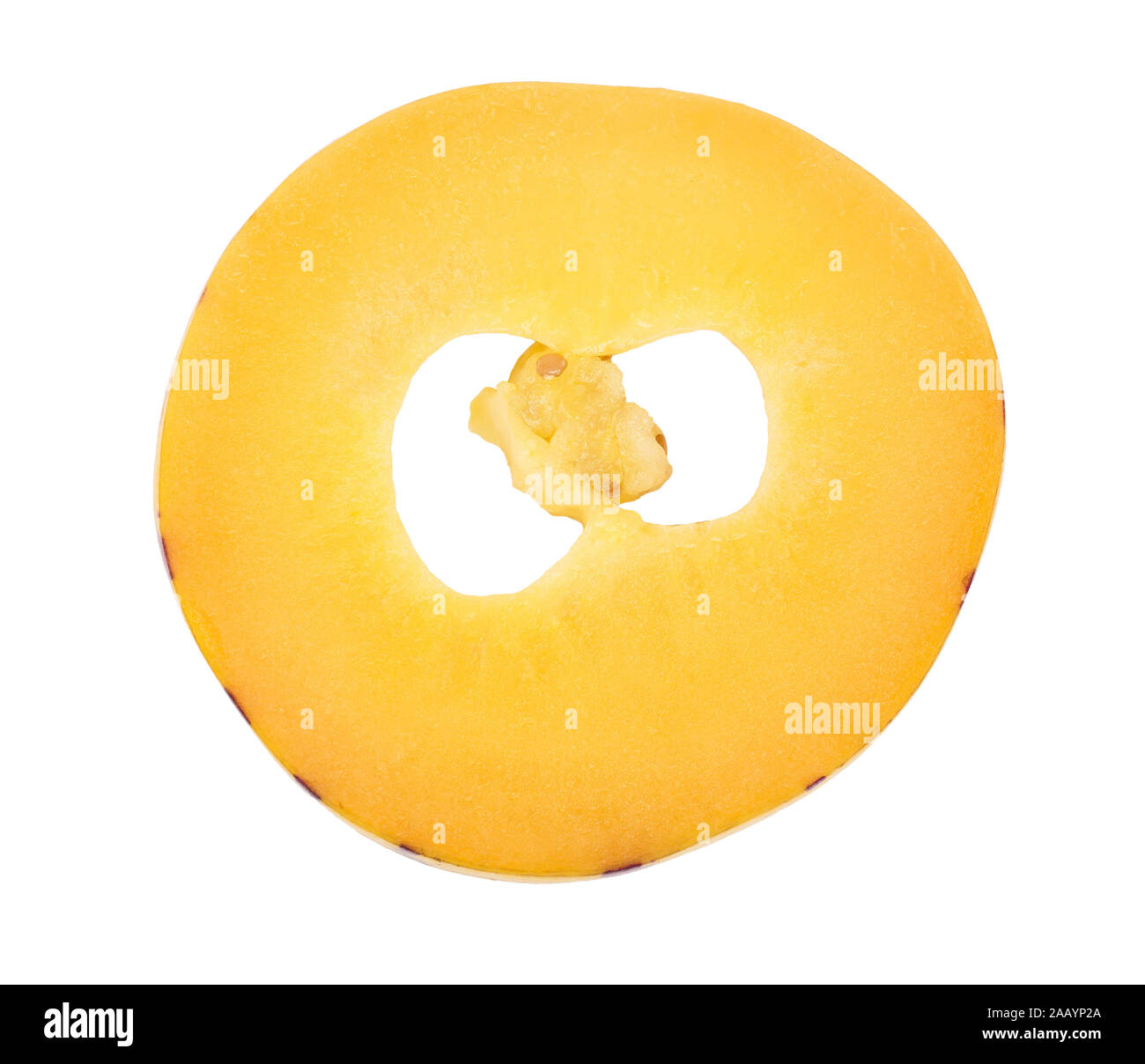 Fresh Pepino fruit slice isolated on white background. Stock Photo