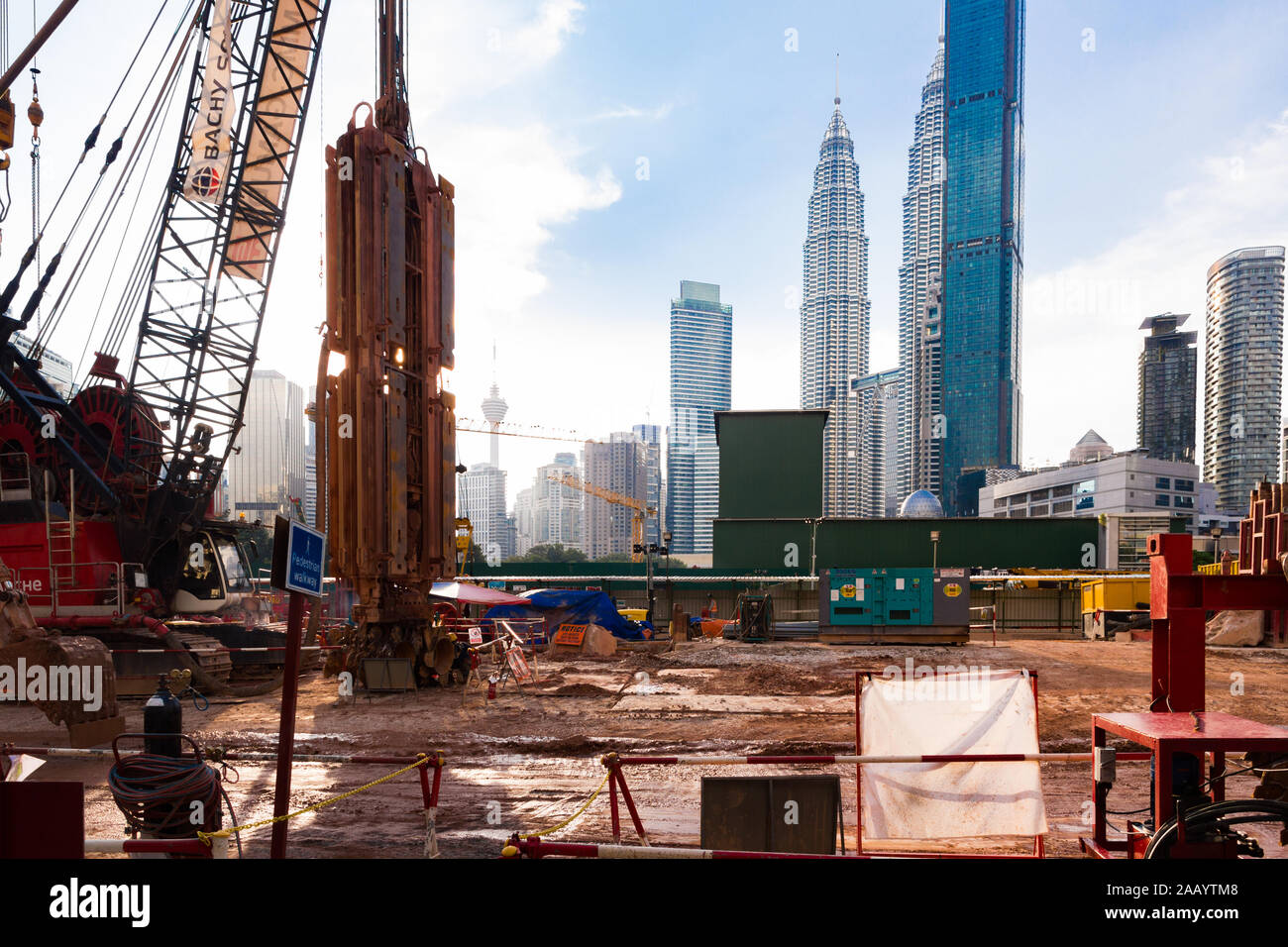 August 22, 2017 Kuala Lumpur, Malaysia. Construction site with piling