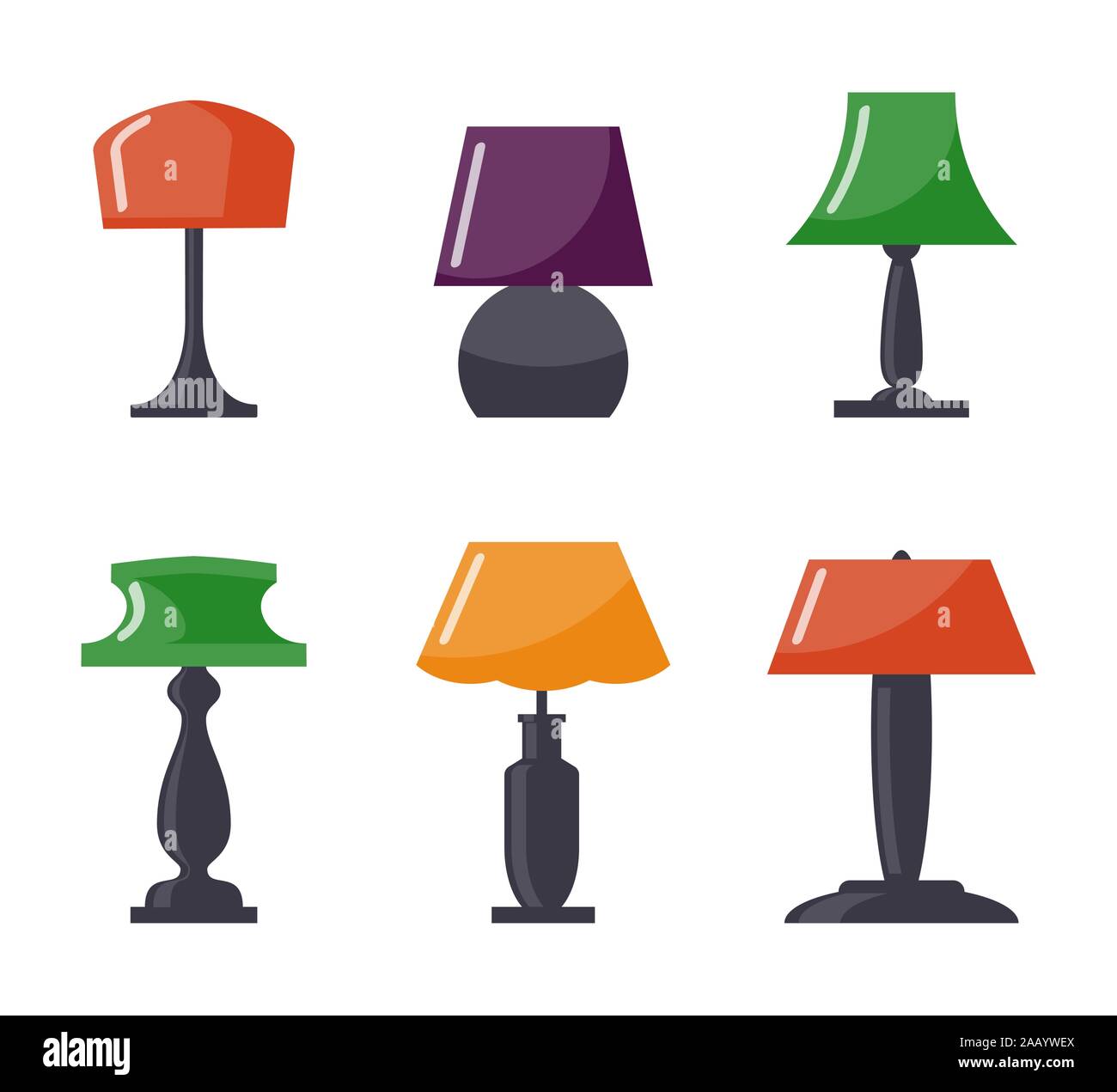Colorful table lamp set. Modern table lamp icon collection, flat style.  Vector illustration Stock Vector Image & Art - Alamy