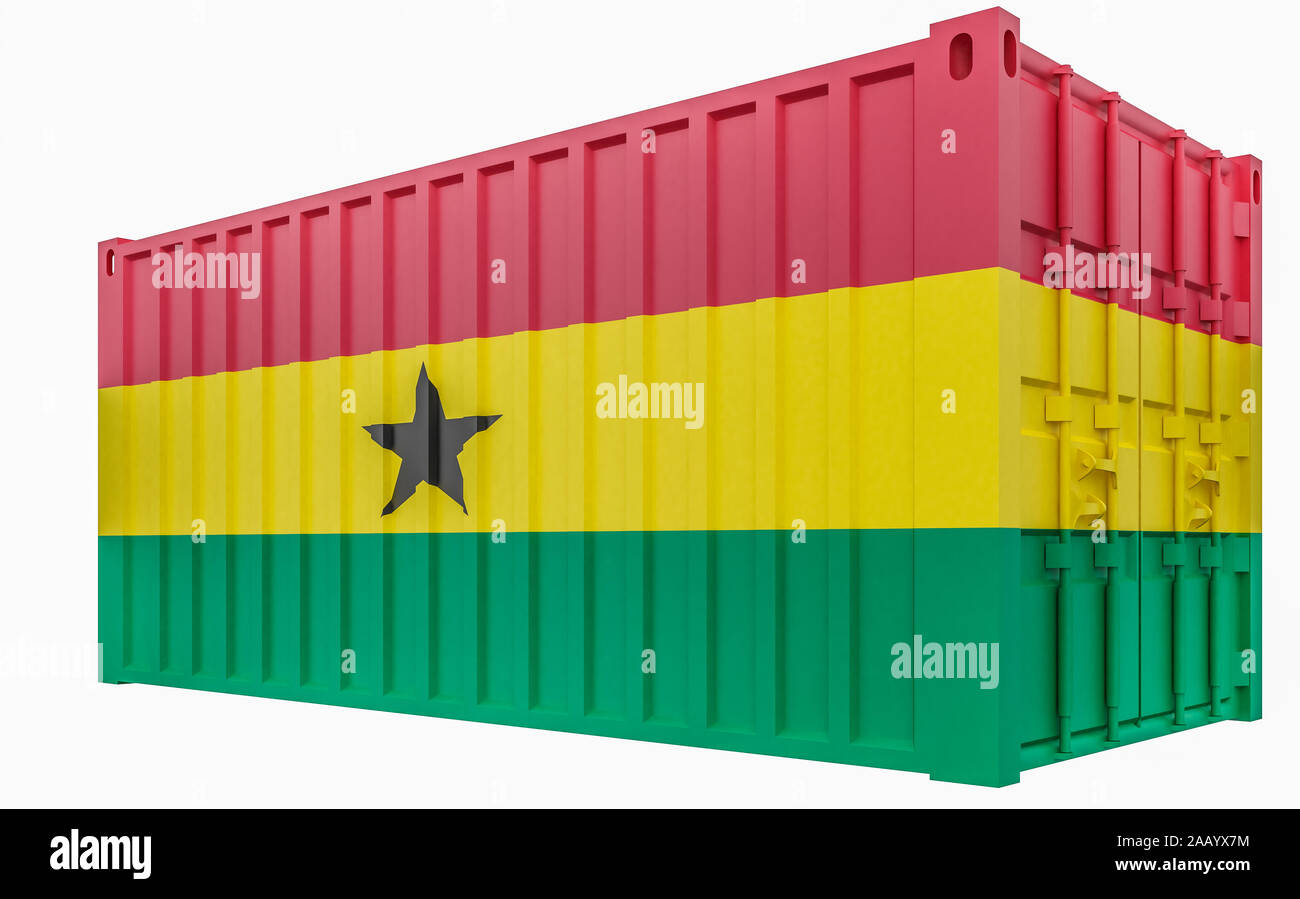 3D Render of Cargo Container with Ghana Flag Stock Photo Alamy