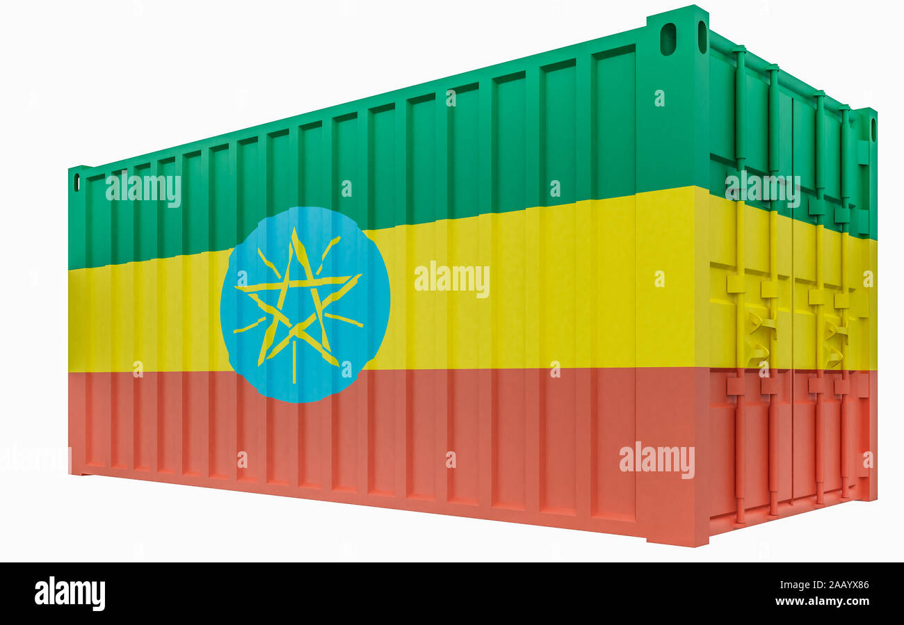 3D Render of Cargo Container with Ethiopia Flag Stock Photo Alamy