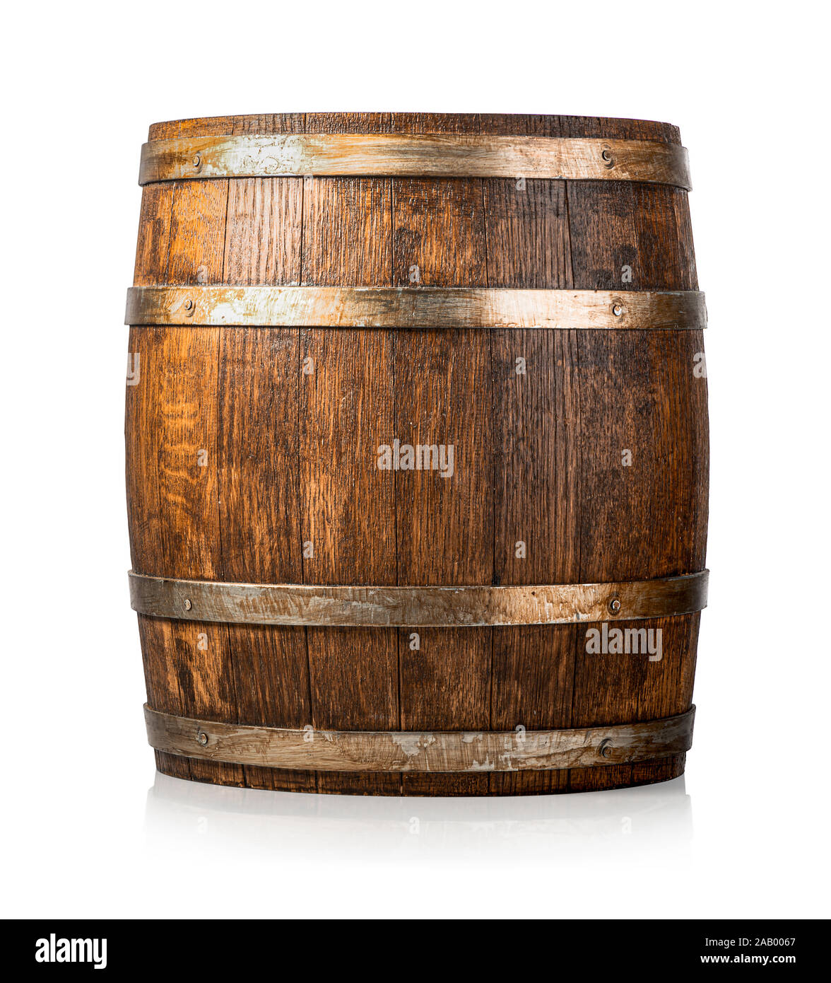 Wooden cask isolated on a white background Stock Photo Alamy