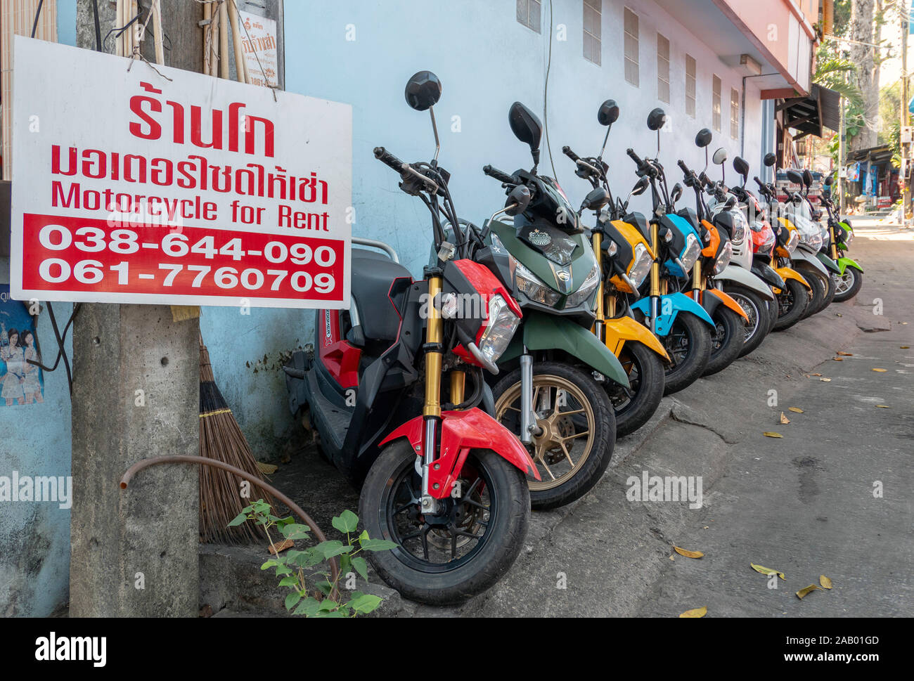 Motorcycles for rent Ko Samet Thiland Stock Photo