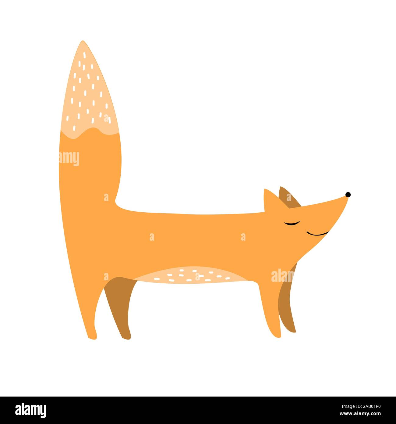 Cute fox flat vector illustration. Cartoon forest animal Stock Vector