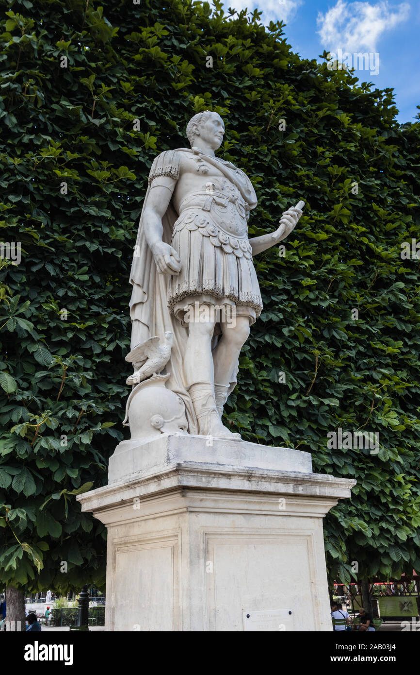 A statue of Julius Cesar by Ambrogio Parisi in the Jardin des Tuileries, Paris Stock Photo