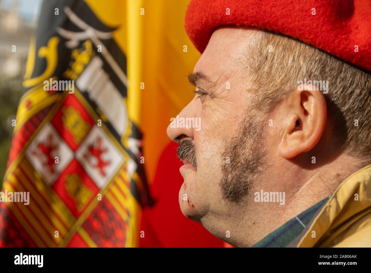 Hundreds of supporters of General Franco demonstrated in Madrid, Spain on Sunday (November 24) to mark the anniversary of the dictator’s death.  Suppo Stock Photo