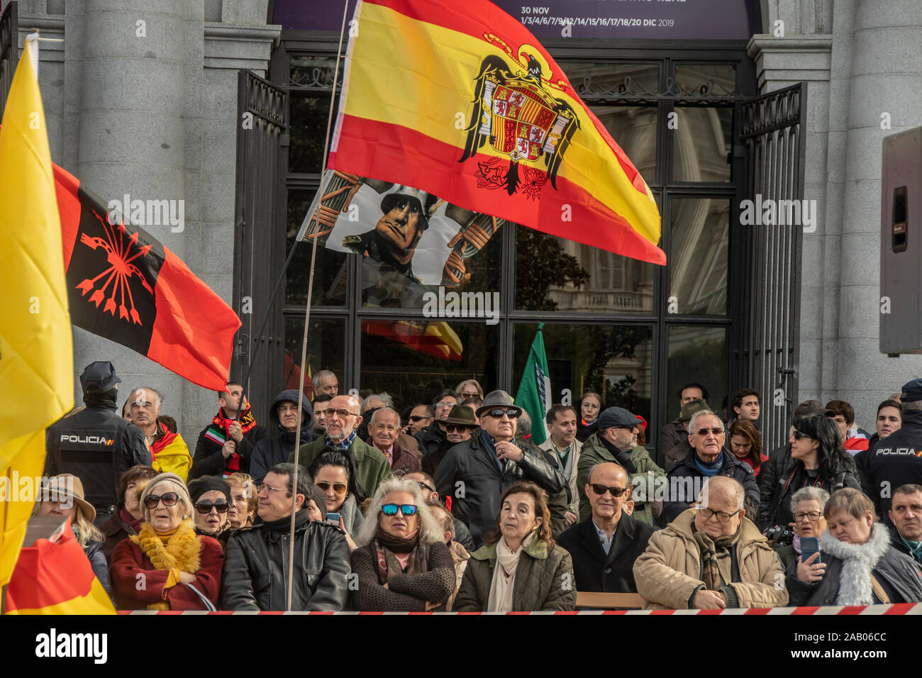 Hundreds of supporters of General Franco demonstrated in Madrid, Spain on Sunday (November 24) to mark the anniversary of the dictator’s death.  Suppo Stock Photo