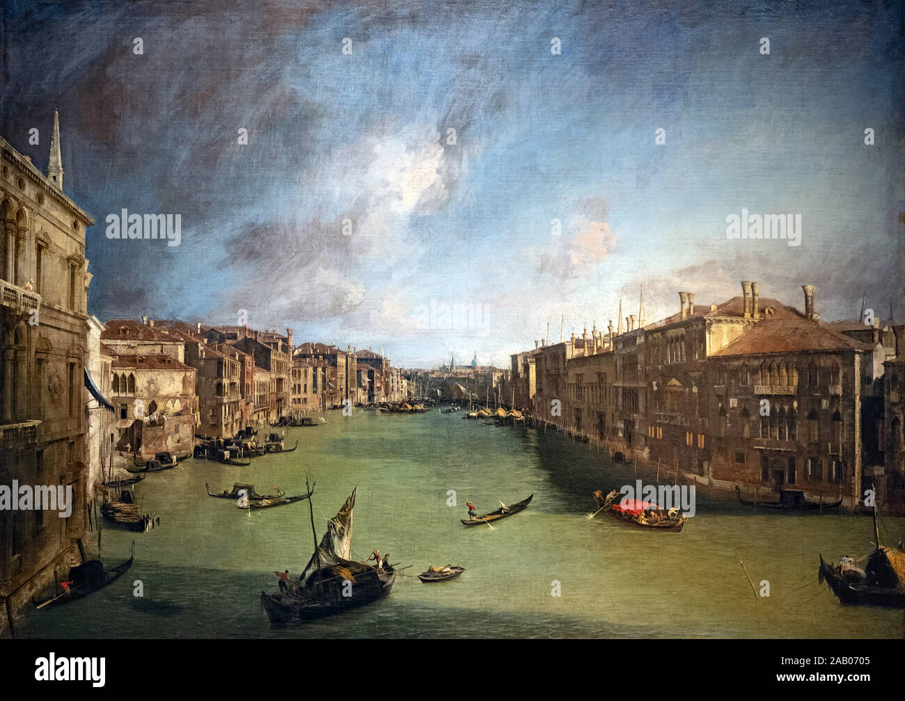 The Grand Canal from Palazzo Balbi towards the Rialto by Canaletto 1722 Stock Photo