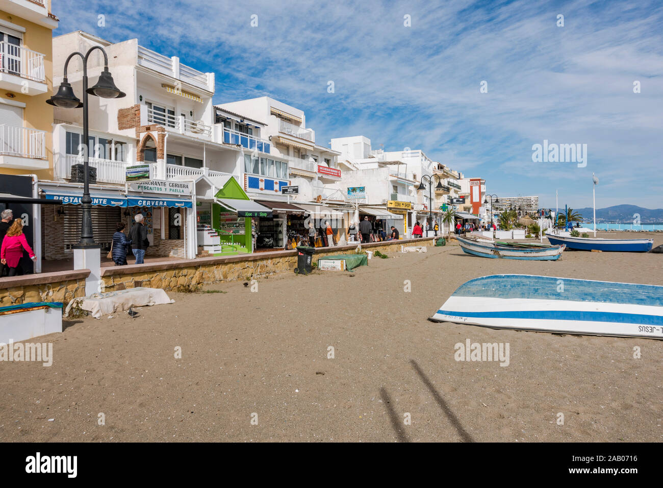 Beach promenade Carihuela, with bars and restaurants, Torremolinos