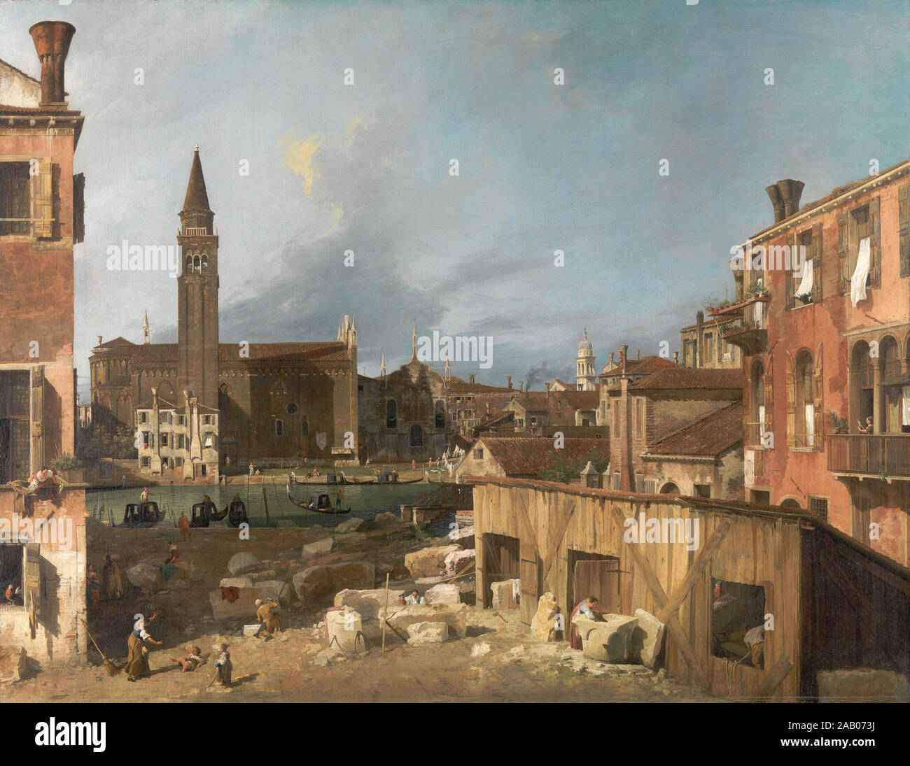 The Stonemason's Yard, painted by Canaletto c. 1725 Stock Photo