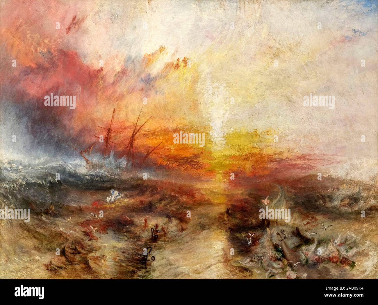 JMW Turner painting. Slave Ship (Slavers Throwing Overboard the Dead and Dying, Typhoon Coming On) by JMW Turner (1775-1851), oil on canvas, 1840 Stock Photo
